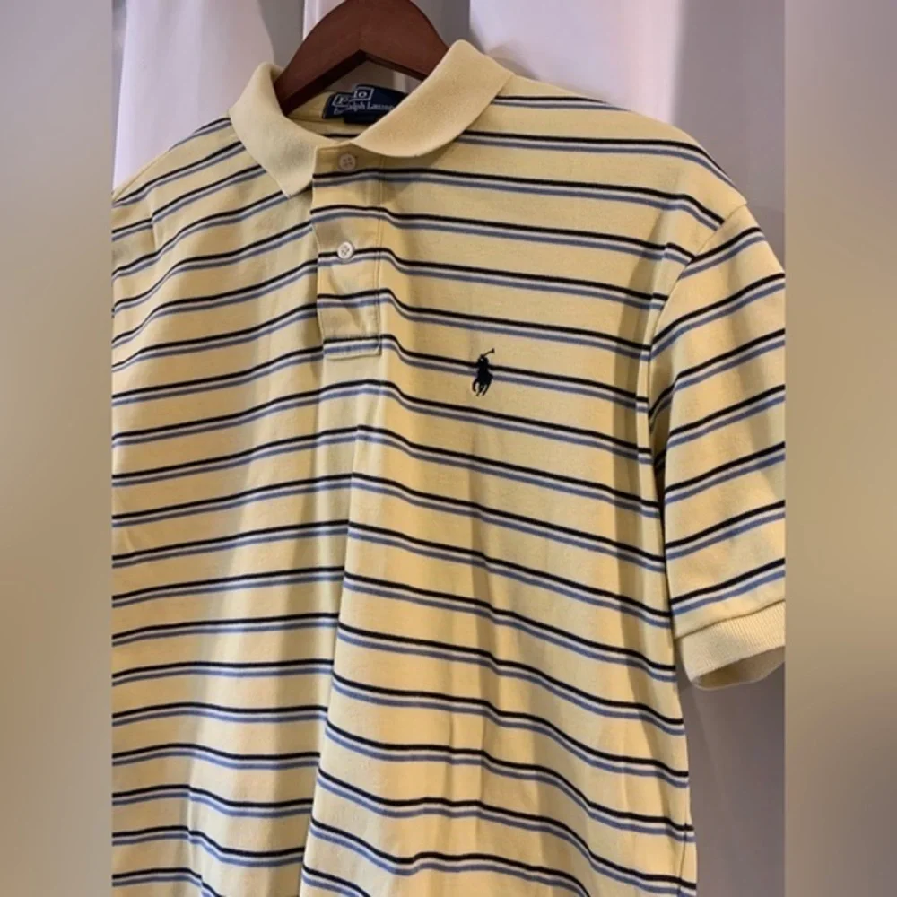 Polo‎ By Ralph Lauren Men’s SZ M Yellow/Blue Striped Short Sleeve Polo Shirt